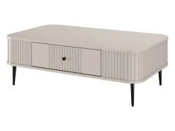Mesa de centro com 1 gaveta e pé metálico 103x35 cm Bege