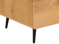 Mesa De Centro|Vente-unique Mesa de centro com 2 gavetas e 2 nichos folha de carvalho e aço natural e preto - SINOLO Natural claro