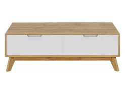 Mesa De Centro|Loft24 Mesa de centro com 1 gaveta em pinho branco e mel Natural claro