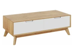 Mesa De Centro|Loft24 Mesa de centro com 1 gaveta em pinho branco e mel Natural claro