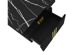 ModernLuxe Mesa de centro com 2 gavetas - placa estampada em mármore - estilo escandinavo -^ Mesa De Centro