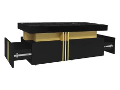 ModernLuxe Mesa de centro com 2 gavetas - placa estampada em mármore - estilo escandinavo -^ Mesa De Centro