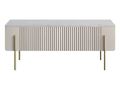 Discount Mesa de centro com 2 gavetas e pé de metal em caxemira 100x40 cm Bege