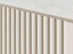 Discount Mesa de centro com 2 gavetas e pé de metal em caxemira 100x40 cm Bege