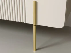 Discount Mesa de centro com 2 gavetas e pé de metal em caxemira 100x40 cm Bege