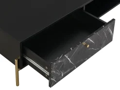 Mesa De Centro*Vente-unique Mesa de centro com 2 gavetas e 2 nichos MDF efeito mármore e dourado - CIEMILA Preto