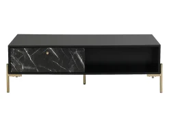 Mesa De Centro*Vente-unique Mesa de centro com 2 gavetas e 2 nichos MDF efeito mármore e dourado - CIEMILA Preto
