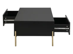 Mesa De Centro*Vente-unique Mesa de centro com 2 gavetas e 2 nichos MDF efeito mármore e dourado - CIEMILA Preto