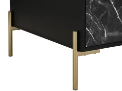 Mesa De Centro*Vente-unique Mesa de centro com 2 gavetas e 2 nichos MDF efeito mármore e dourado - CIEMILA Preto