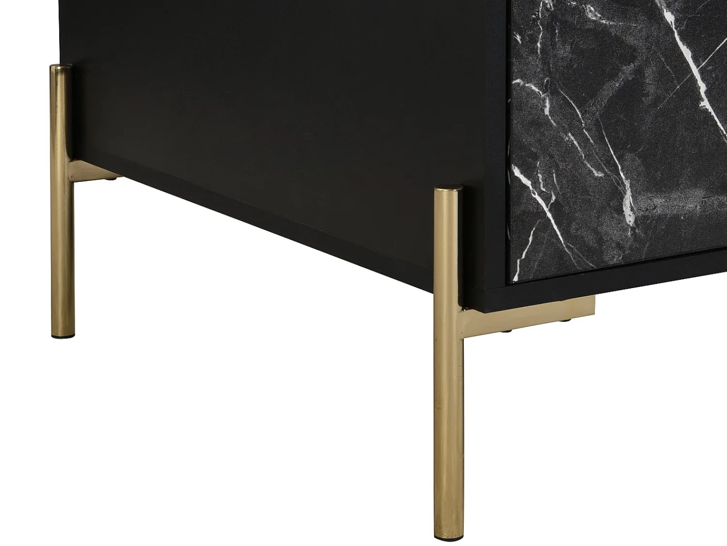 Mesa De Centro*Vente-unique Mesa de centro com 2 gavetas e 2 nichos MDF efeito mármore e dourado - CIEMILA Preto