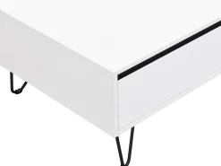 Mesa De Centro|Vente-unique Mesa de centro com 2 gavetas e 2 nichos MDF e aço e preto - ABUJA Branco