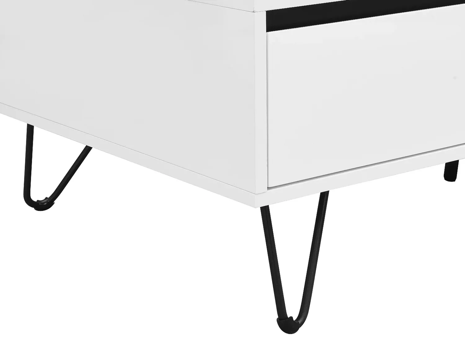 Mesa De Centro|Vente-unique Mesa de centro com 2 gavetas e 2 nichos MDF e aço e preto - ABUJA Branco