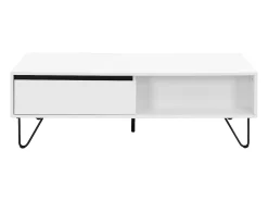 Mesa De Centro|Vente-unique Mesa de centro com 2 gavetas e 2 nichos MDF e aço e preto - ABUJA Branco