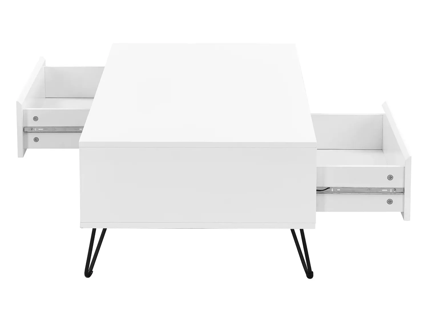 Mesa De Centro|Vente-unique Mesa de centro com 2 gavetas e 2 nichos MDF e aço e preto - ABUJA Branco