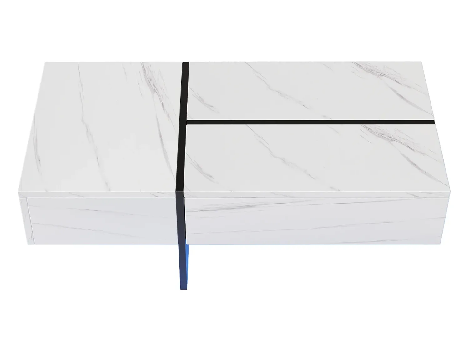 Mesa De Centro|Hauss Spole Mesa de centro com 3 gavetas 100x50 cm, iluminação LED Bluetooth, tampo em folheado de mármore Branco