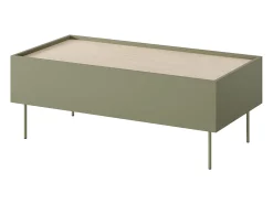 Mesa de centro com 2 gavetas e pés metálicos 120x45 cm^ Mesa De Centro