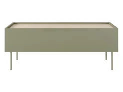 Mesa de centro com 2 gavetas e pés metálicos 120x45 cm^ Mesa De Centro