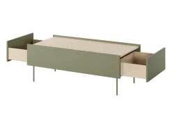 Mesa de centro com 2 gavetas e pés metálicos 120x45 cm^ Mesa De Centro