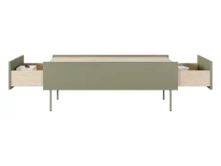 Mesa de centro com 2 gavetas e pés metálicos 120x45 cm^ Mesa De Centro