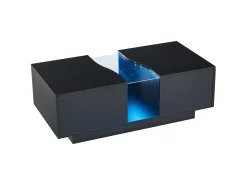 Mesa De Centro*Hauss Spole Mesa de centro com 2 gavetas e LED, em MDF e acrílico, lacado brilhante Preto