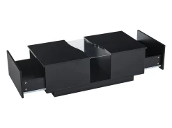 Mesa De Centro*Hauss Spole Mesa de centro com 2 gavetas e LED, em MDF e acrílico, lacado brilhante Preto
