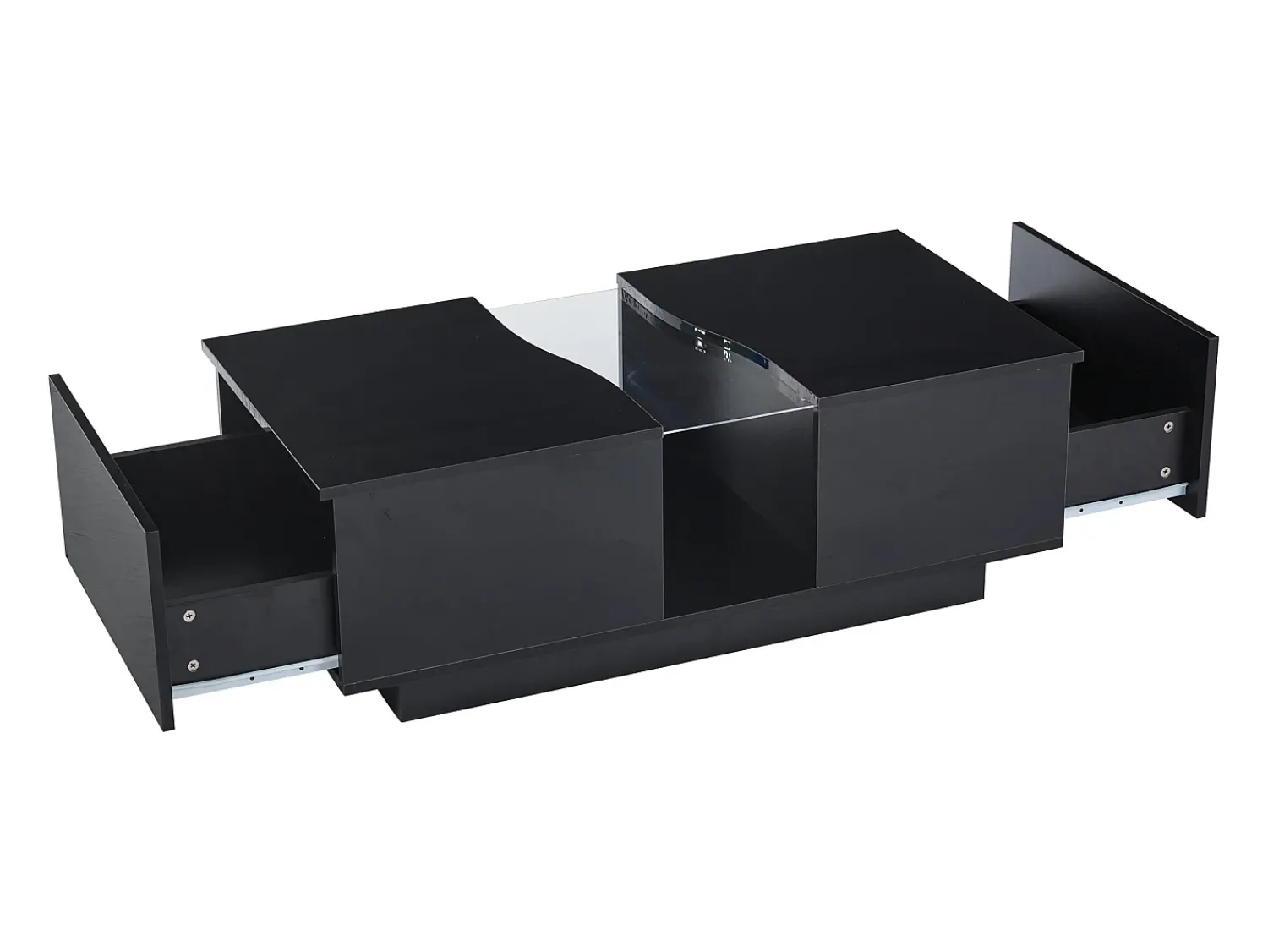 Mesa De Centro*Hauss Spole Mesa de centro com 2 gavetas e LED, em MDF e acrílico, lacado brilhante Preto