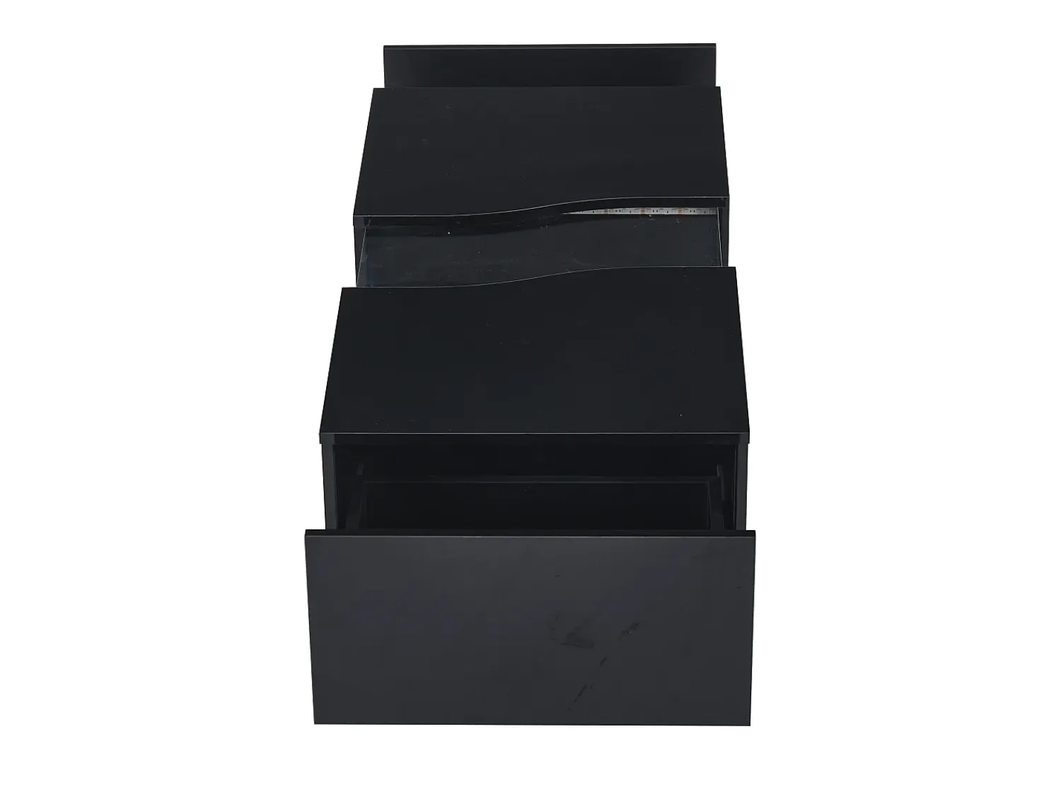 Mesa De Centro*Hauss Spole Mesa de centro com 2 gavetas e LED, em MDF e acrílico, lacado brilhante Preto