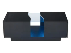 Mesa De Centro*Hauss Spole Mesa de centro com 2 gavetas e LED, em MDF e acrílico, lacado brilhante Preto