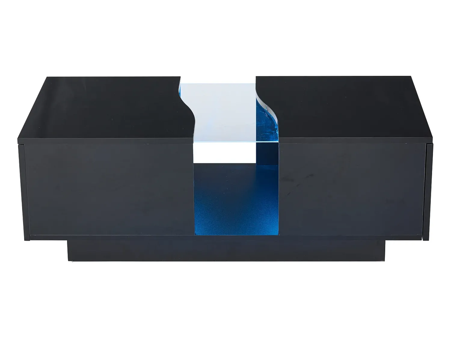 Mesa De Centro*Hauss Spole Mesa de centro com 2 gavetas e LED, em MDF e acrílico, lacado brilhante Preto