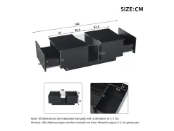 Mesa De Centro*Hauss Spole Mesa de centro com 2 gavetas e LED, em MDF e acrílico, lacado brilhante Preto