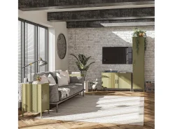 Mesa De Apoio|Dorel Home Mesa de centro com 2 gavetas em MDF branco Verde