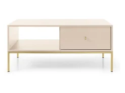 Online Mesa de centro com 1 gaveta e pés em metal dourado 104x68 cm Bege