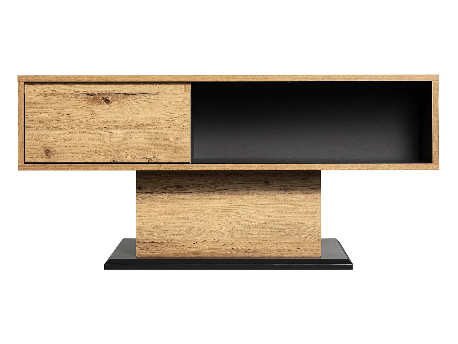 Online Merax Mesa de centro com 1 gaveta e 2 nichos - mesa lateral - aglomerado - Cores: Antracite e carvalho Natural claro