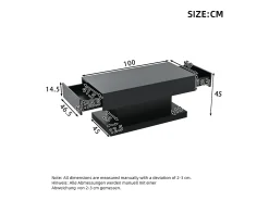 Online Hauss Spole Mesa de centro com 2 gavetas e iluminação LED - Acabamento brilhante - Preto