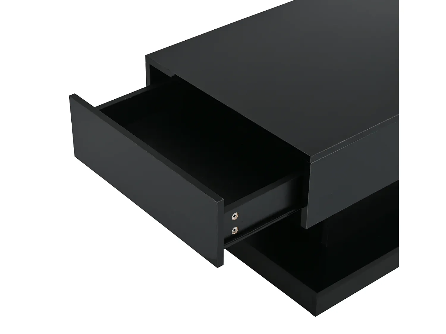 Online Hauss Spole Mesa de centro com 2 gavetas e iluminação LED - Acabamento brilhante - Preto