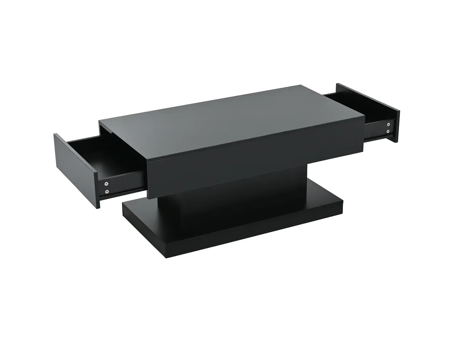 Online Hauss Spole Mesa de centro com 2 gavetas e iluminação LED - Acabamento brilhante - Preto
