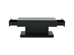 Online Hauss Spole Mesa de centro com 2 gavetas e iluminação LED - Acabamento brilhante - Preto