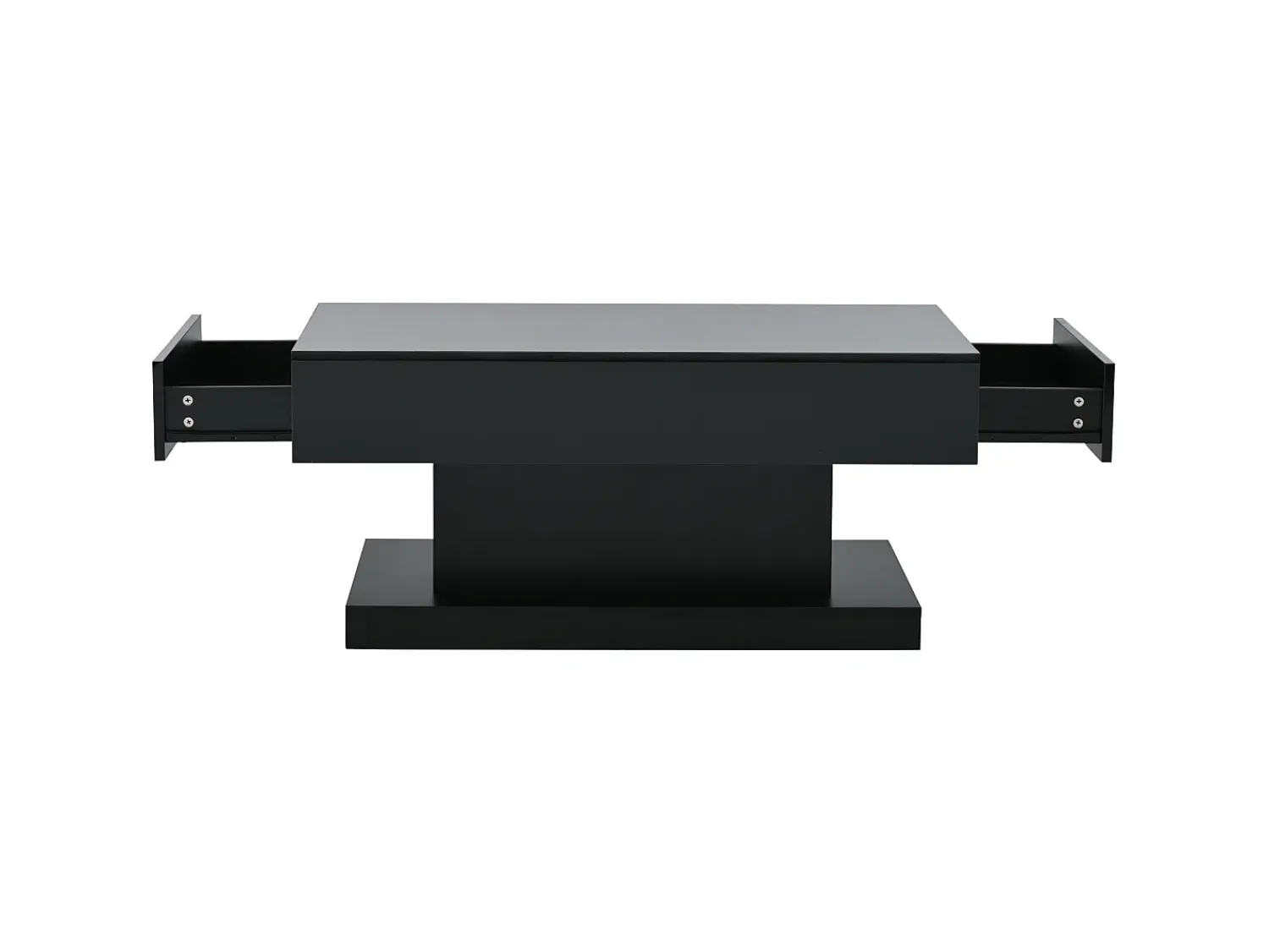 Online Hauss Spole Mesa de centro com 2 gavetas e iluminação LED - Acabamento brilhante - Preto