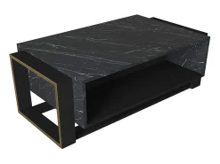 Mesa De Centro|Vente-unique Mesa de centro com 1 nicho efeito mármore e dourado COMEBI Preto