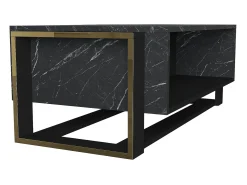 Mesa De Centro|Vente-unique Mesa de centro com 1 nicho efeito mármore e dourado COMEBI Preto