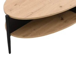 Vente-unique Mesa de centro com 4 nichos em MDF e metal - Natural claro e Preto - EVARO^ Mesa De Centro