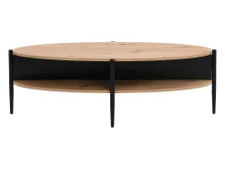 Vente-unique Mesa de centro com 4 nichos em MDF e metal - Natural claro e Preto - EVARO^ Mesa De Centro