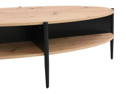 Vente-unique Mesa de centro com 4 nichos em MDF e metal - Natural claro e Preto - EVARO^ Mesa De Centro