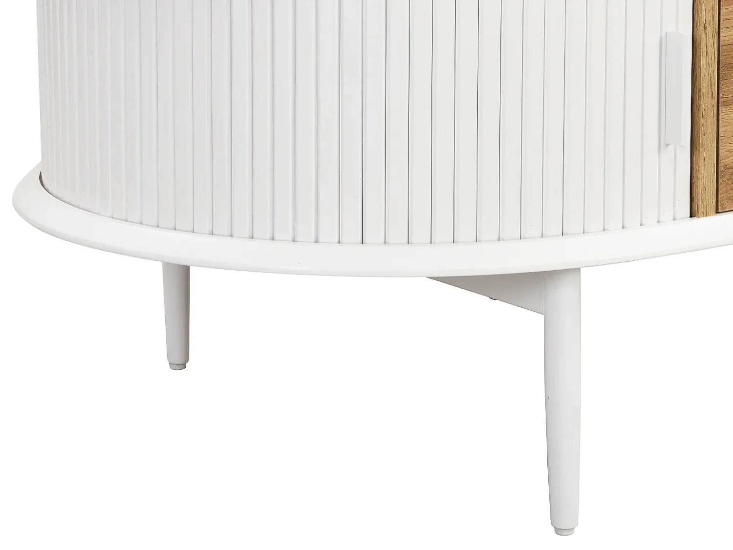 Mesa De Centro|Vente-unique Mesa de centro com 2 portas de correr e 1 gaveta MDF natural e branco - VELURANI Natural claro / Branco