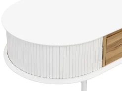 Mesa De Centro|Vente-unique Mesa de centro com 2 portas de correr e 1 gaveta MDF natural e branco - VELURANI Natural claro / Branco
