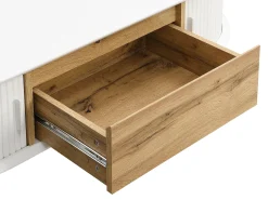 Mesa De Centro|Vente-unique Mesa de centro com 2 portas de correr e 1 gaveta MDF natural e branco - VELURANI Natural claro / Branco