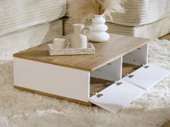 Mesa De Centro*Vente-unique Mesa de centro com 2 portas - Natural e Branca - LOTULA Natural claro / Branco
