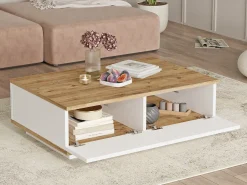 Mesa De Centro*Vente-unique Mesa de centro com 2 portas - Natural e Branca - LOTULA Natural claro / Branco