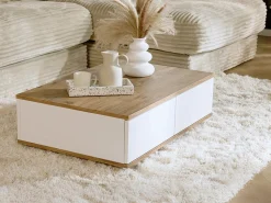 Mesa De Centro*Vente-unique Mesa de centro com 2 portas - Natural e Branca - LOTULA Natural claro / Branco