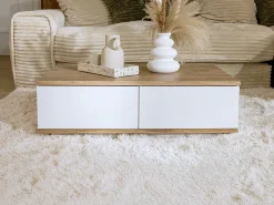 Mesa De Centro*Vente-unique Mesa de centro com 2 portas - Natural e Branca - LOTULA Natural claro / Branco